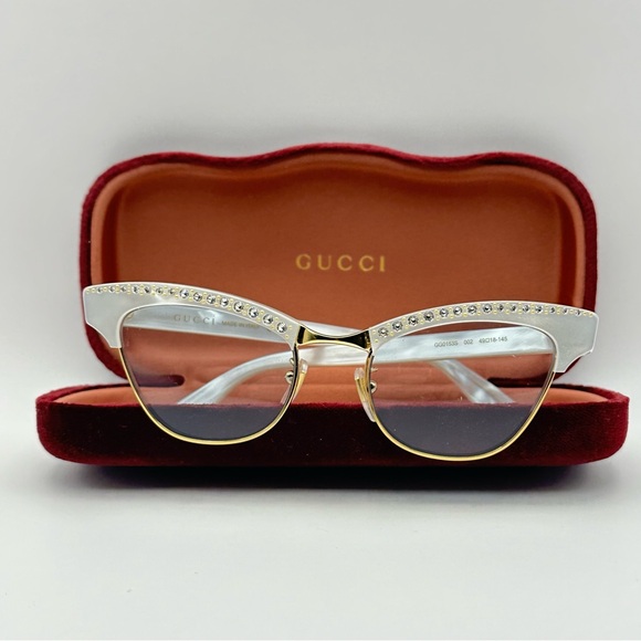 Gucci Clubmaster Cat Eye Pearl White Sunglasses - Picture 1 of 15
